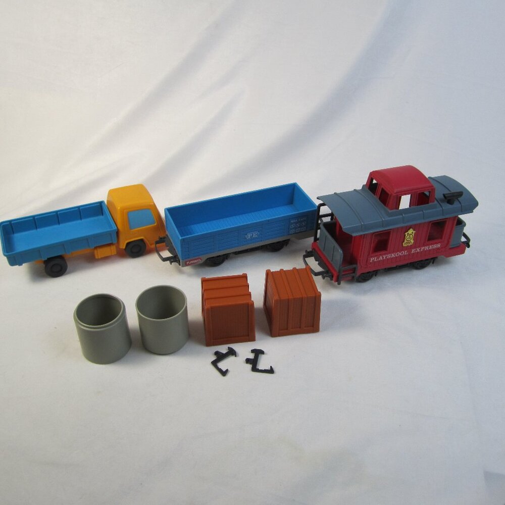 Vintage 1988 Playskool Express Train Car Lot - Crates Carriers Parts